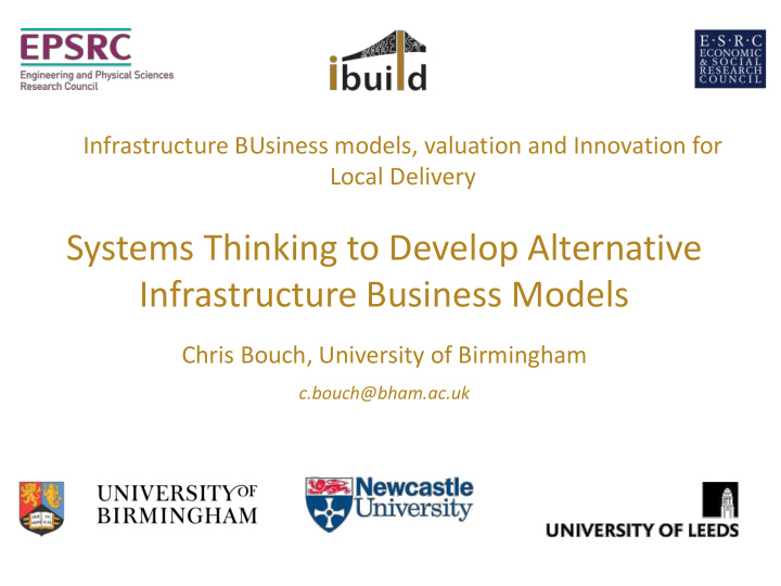 systems thinking to develop alternative infrastructure