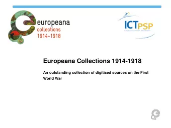 Europeana Collections 1914-1918  An outstanding collection of digitised sources on the First World