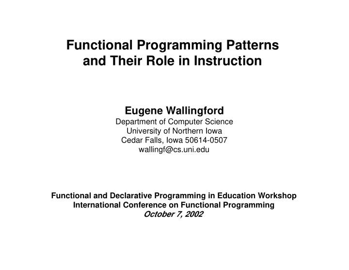 functional programming patterns and their role in