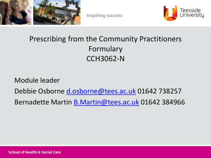 prescribing from the community practitioners formulary
