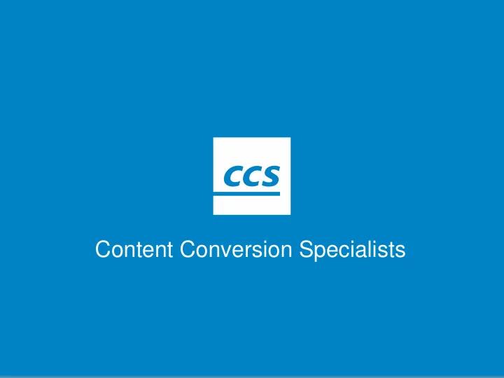 content conversion specialists ccs sponsor presentation