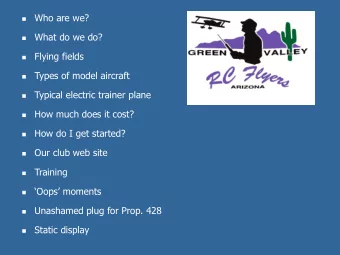 What do we do?    Flying fields    Types of model aircraft    Typical electric trainer