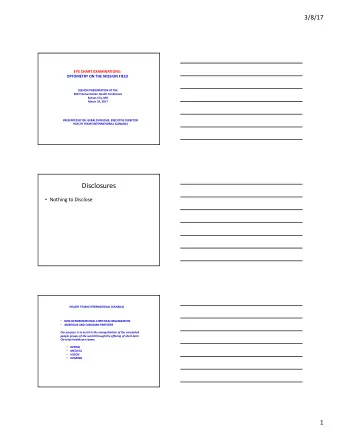 Disclosures  Nothing to Disclose  HEALTH TEAMS INTERNATIONAL (CANADA)    NON-DENOMINATIONAL