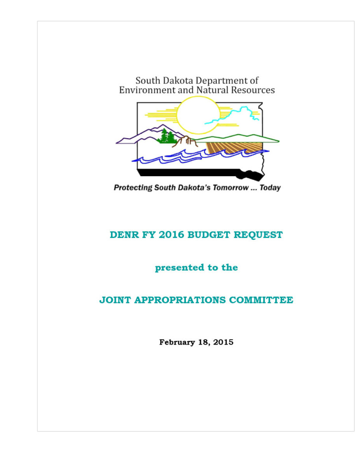 denr fy 2016 budget request