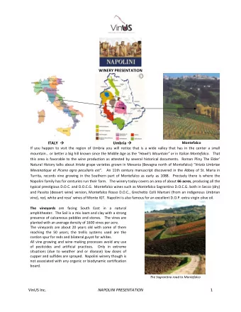 WINERY PRESENTATION ITALY  Umbria   Montefalco If you happen to visit the region of Umbria