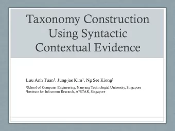 Taxonomy Construction  Using Syntactic  Contextual Evidence Luu Anh Tuan 1 , Jung-jae Kim 1 , Ng