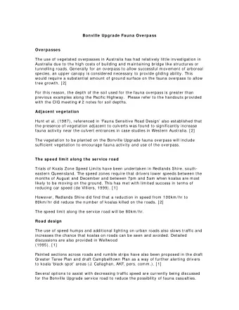 Bonville Upgrade Fauna Overpass  Overpasses  The use of vegetated overpasses in Australia has had