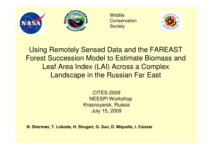 using remotely sensed data and the fareast forest