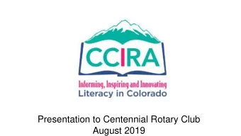 August 2019  CCIRA Presidents  Colleen 1985-1986  Jessica 2019-2020  History of CCIRA  1965