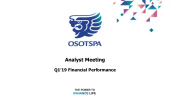 Analyst Meeting Q119 Financial Performance  Disclaimer Statements included or incorporated in