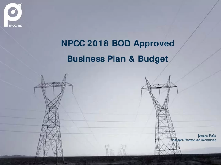 npcc 2018 bod approved cost allocation business plan