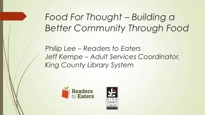 food for thought building a