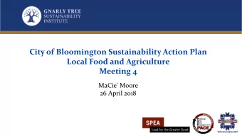 City of Bloomington Sustainability Action Plan   Local Food and Agriculture