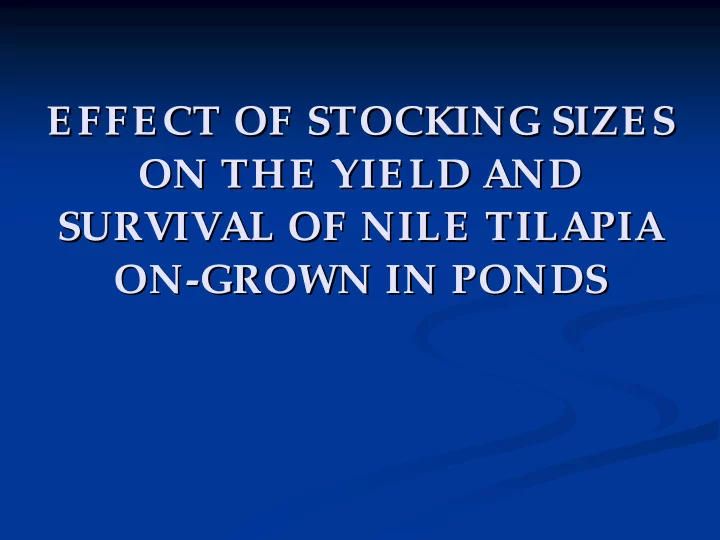 effect of stocking sizes effect of stocking sizes on the