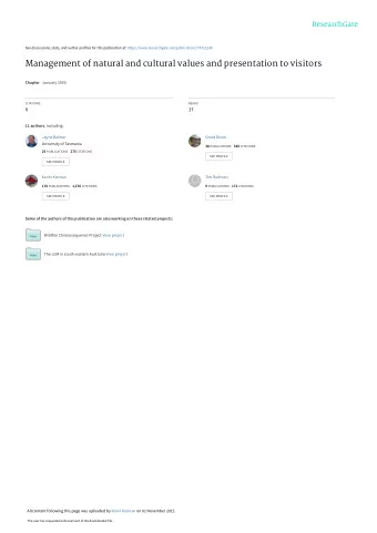Management of natural and cultural values and presentation to visitors Chapter  January 1993