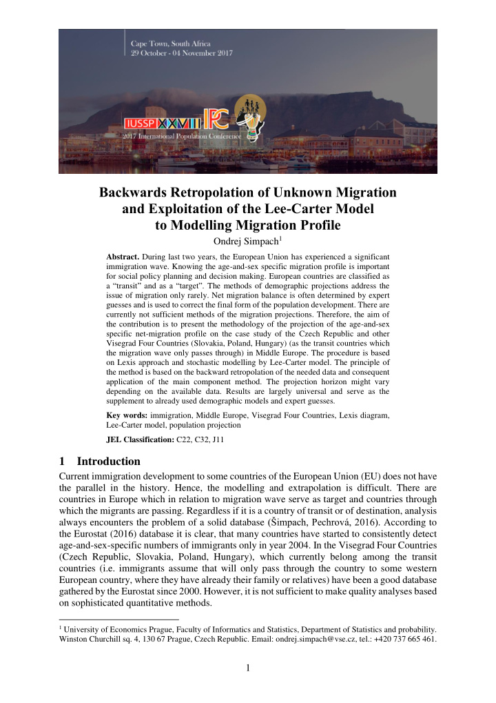 backwards retropolation of unknown migration and