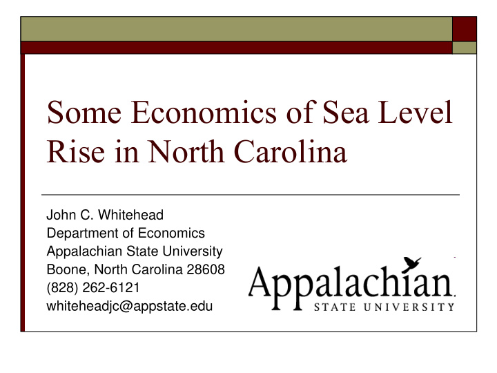 some economics of sea level rise in north carolina