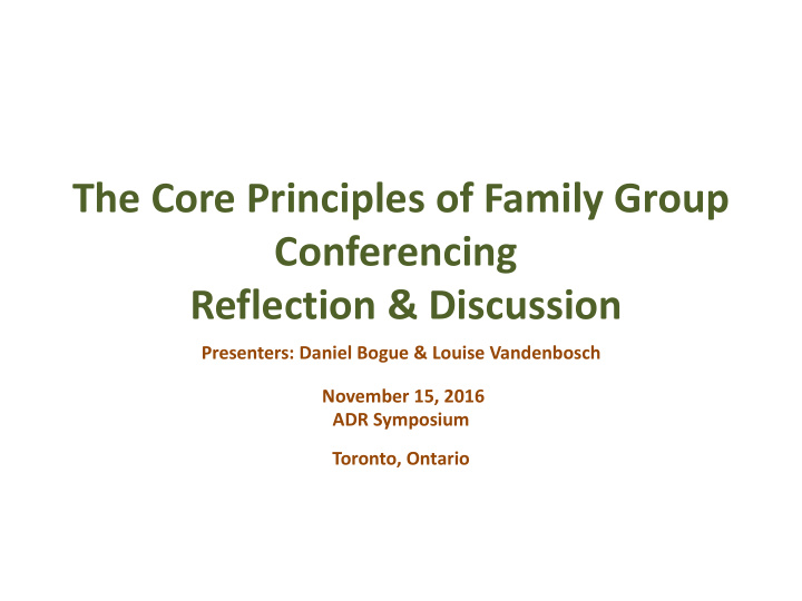 the core principles of family group conferencing