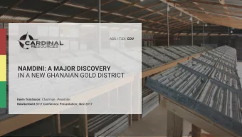 NAMDINI: A MAJOR DISCOVERY  IN A NEW GHANAIAN GOLD DISTRICT Kevin Tomlinson | Chairman - Presenter