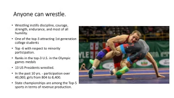 Anyone can wrestle.  Wrestling instills discipline, courage,  strength, endurance, and most of