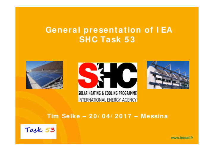 general presentation of i ea shc task 5 3