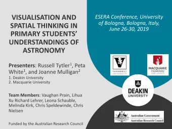 VISUALISATION AND  ESERA Conference, University  of Bologna, Bologna, Italy,  SPATIAL THINKING IN
