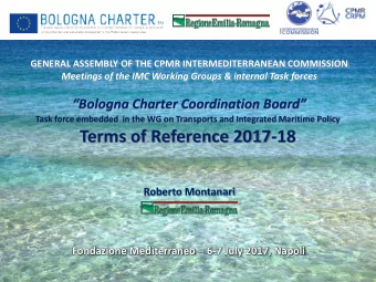 Terms of Reference 2017-18  Roberto Montanari  Fondazione Mediterraneo  6-7 July 2017, Napoli