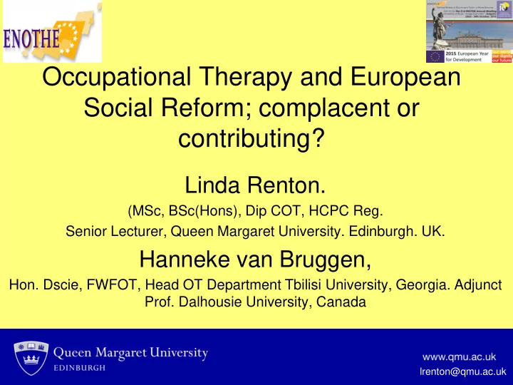linda renton msc bsc hons dip cot hcpc reg senior