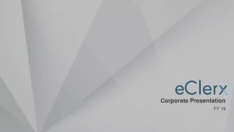 Corporate Presentation  FY 19  Agenda  1. Company  2. Service  Overview  Offerings  3. eClerx  4.