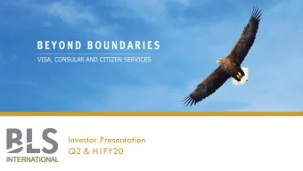 Investor Presentation  Q2 &amp; H1FY20  Disclaimer This presentation and the accompanying slides
