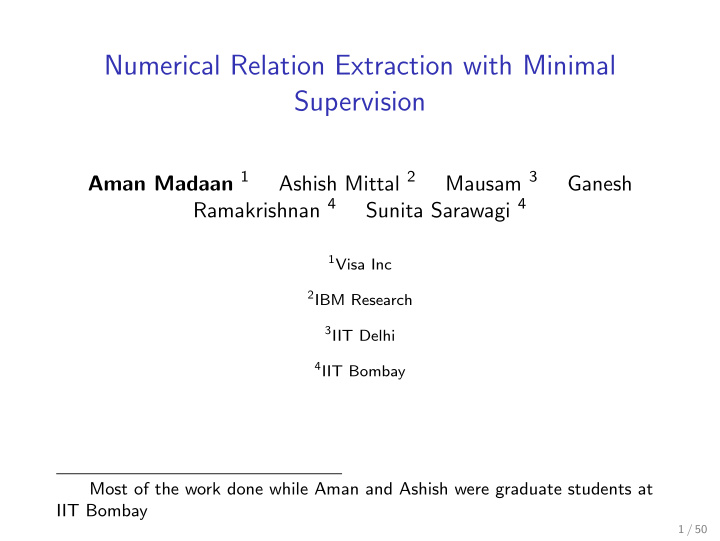 numerical relation extraction with minimal supervision