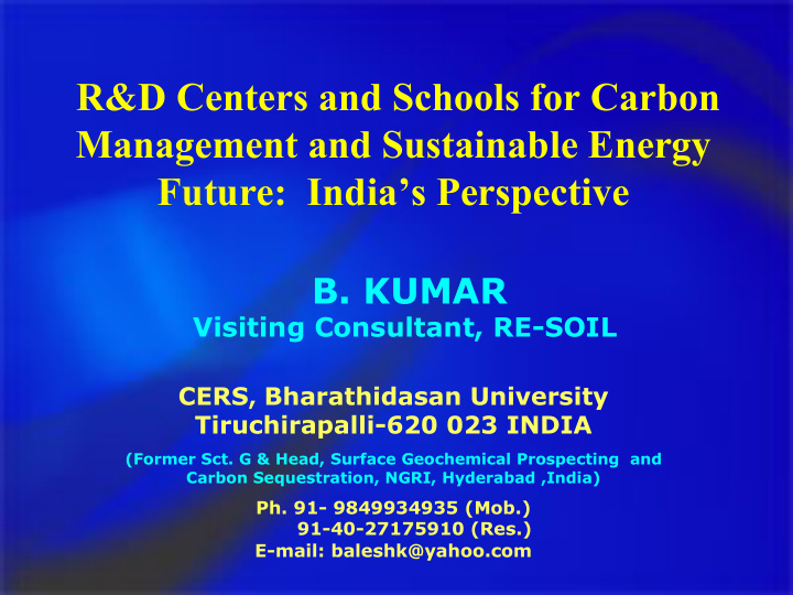 r d centers and schools for carbon management and
