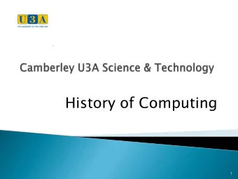History of Computing  1  A mobile phone can scan and solve a Sudoku puzzle in seconds.    I can