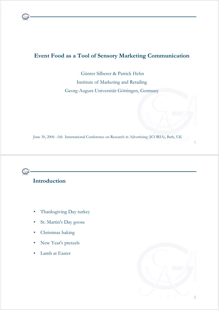 event food as a tool of sensory marketing communication