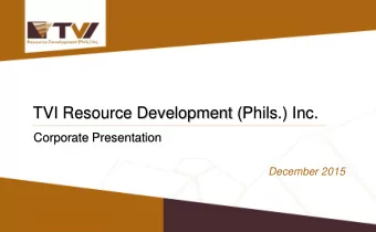 TVI Resource Development (Phils.) Inc. Corporate Presentation  December 2015  Introduction