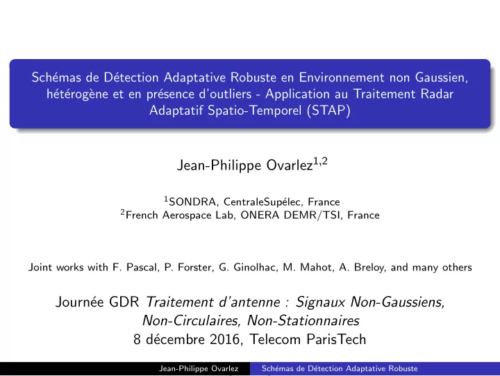 journ ee gdr traitement d antenne signaux non gaussiens