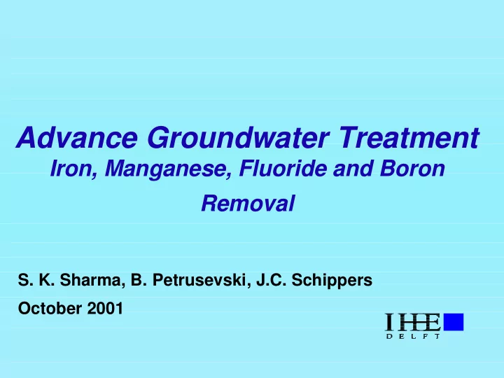 advance groundwater treatment