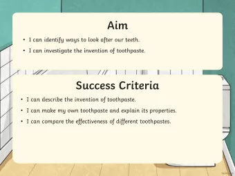 Aim  Aim  I can identify ways to look after our teeth.  I can investigate the invention of
