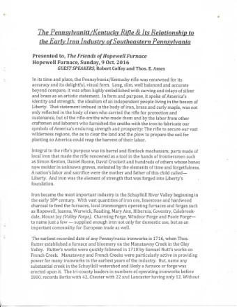 The Pennsylvania/ Kentucky  Rifle &amp; Its Relationship  to the Early Iron Industry of