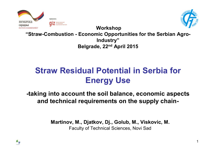 straw residual potential in serbia for energy use