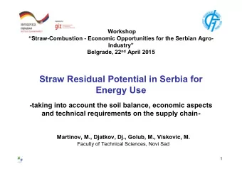 Straw Residual Potential in Serbia for  Energy Use  -taking into account the soil balance, economic
