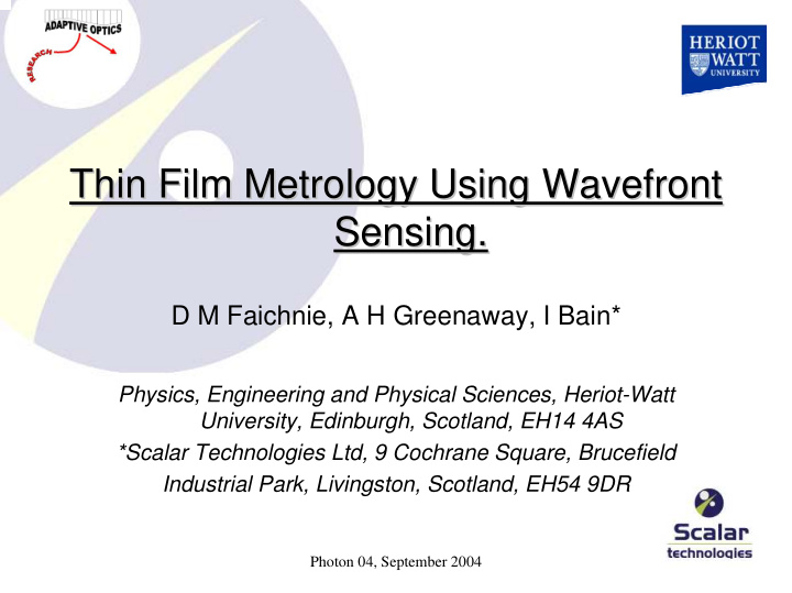 thin film metrology using wavefront thin film metrology