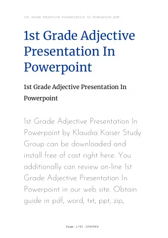 1st Grade Adjective  Presentation In  Powerpoint  1st Grade Adjective Presentation In  Powerpoint