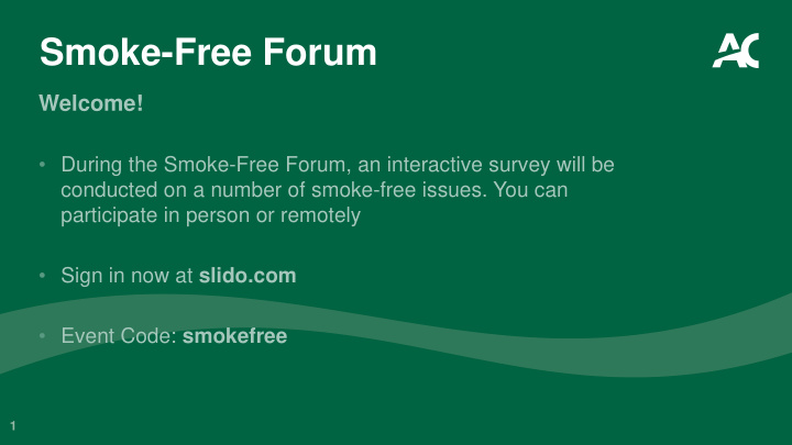 smoke free forum