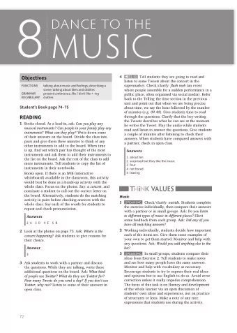 8  MUSIC 2.13 Tell students they are going to read and  Objectives 4  listen to some Tweets about