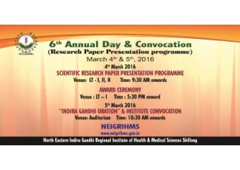 Scientific Programme Programme on March 4 th 2016  Session - I  Faculty Oral Presentation  (Lecture