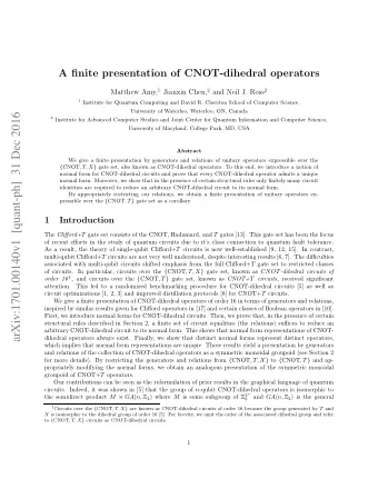 arXiv:1701.00140v1  [quant-ph]  31 Dec 2016 2 Institute for Advanced Computer Studies and Joint