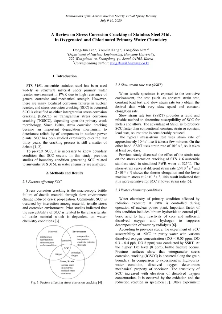 a review on stress corrosion cracking of stainless steel