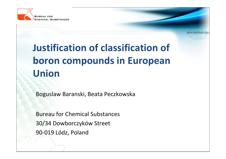 justification of classification of boron compounds in