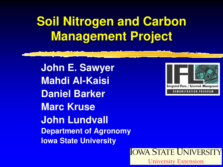 soil nitrogen and carbon management project